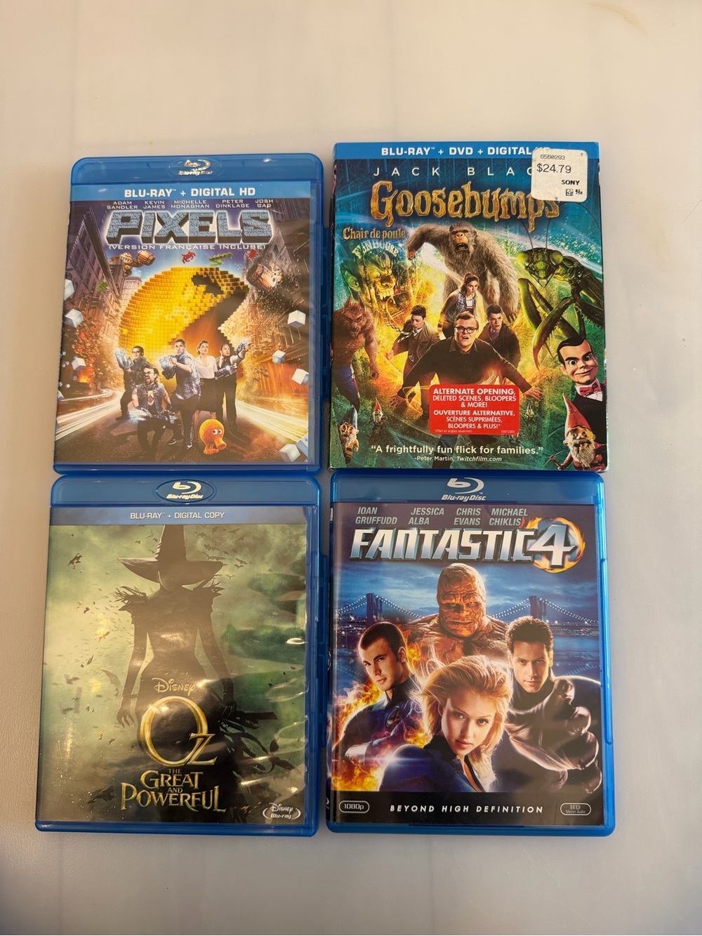 Family Adventure Blu-ray Movie Bundle - Goosebumps, Pixels, Oz & Fantastic Four